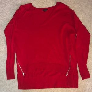 Express xs red sweater with zip detail.